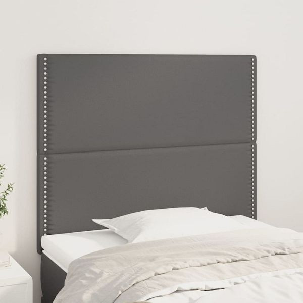vidaXL Kopfteile 2 Stück Grau 100x5x78/88 cm Kunstleder, 3116280