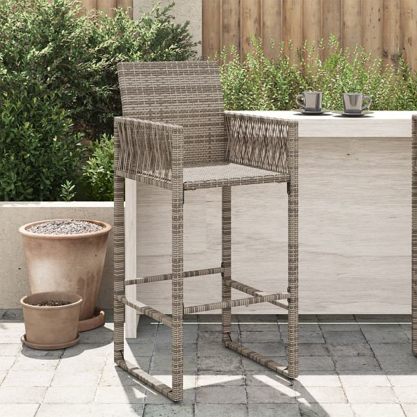 vidaXL Garten-Barhocker 2 Stück Grau Poly Rattan, 368704