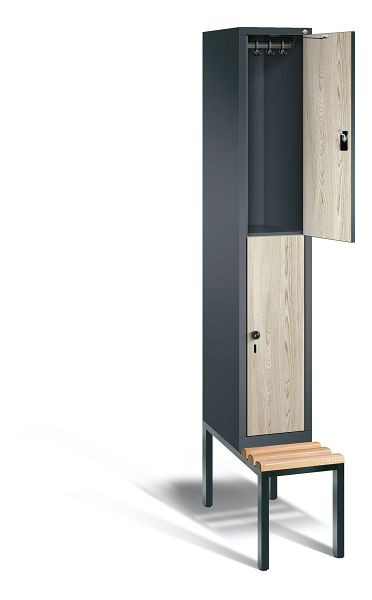 C+P Spind doppelstöckig Evolo, H2090xB320xT815mm, Farbe: Anthrazitgrau / Dekor Sen-Esche, 48350-10 S10088