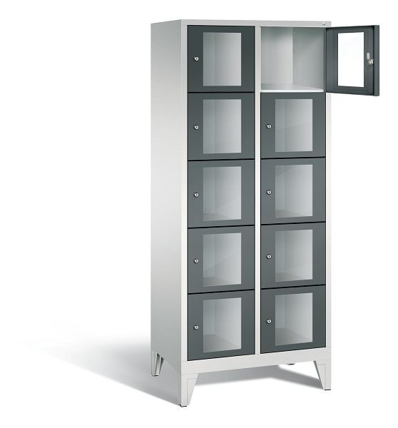 C+P Schließfachschrank Classic, H1850xB810xT500mm, Farbe: Lichtgrau / Anthrazitgrau, 8010A225 S10020
