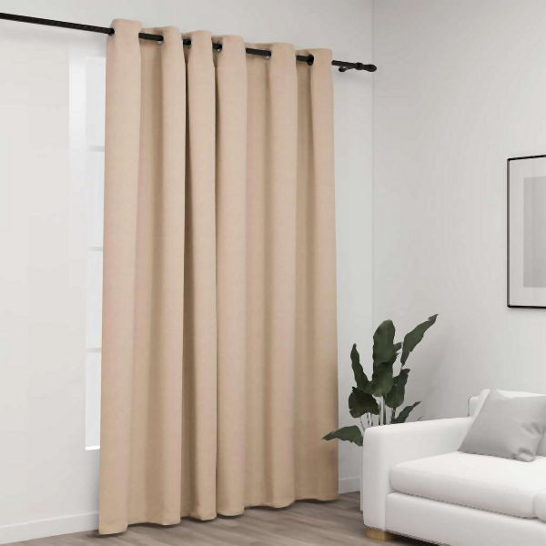 vidaXL Verdunkelungsvorhang mit Ösen Leinenoptik Beige 290x245 cm, 321211