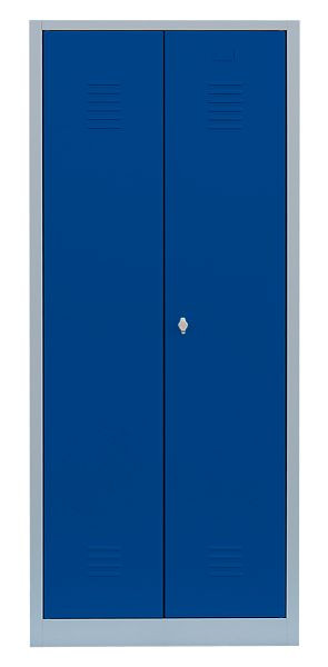 Lüllmann Stahl-Kleiderschrank / Garderobenschrank, 1800 x 800 x 500 mm, Lichtgrau/Enzianblau, 515421