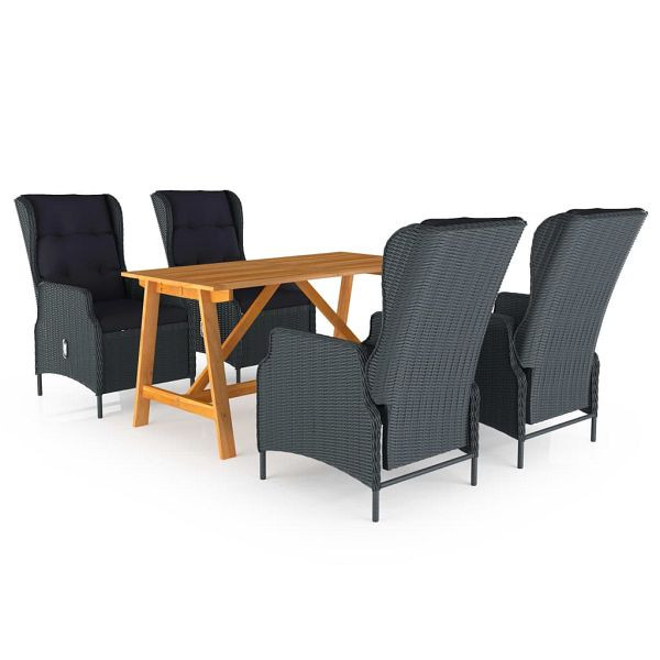 vidaXL 5-teilig Garten-Essgruppe Dunkelgrau, 3068782
