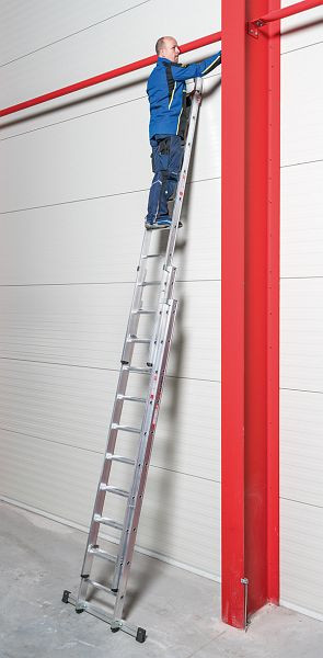 Euroline Alu-Schiebeleiter 3-teilig mit 3 x 8 Stufen, 5,5m senkrechte Leiterhöhe, 3038808