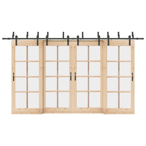 vidaXL Schiebetürbeschlag-Set 400 cm Stahl Schwarz, 3295742