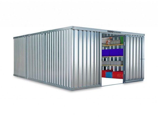 FLADAFI Materialcontainer-Kombination MC 1460, verzinkt, zerlegt, ohne Boden, 4.050 x 6.520 x 2.115 mm, Einflügeltür auf der 4 m Seite, F14630101