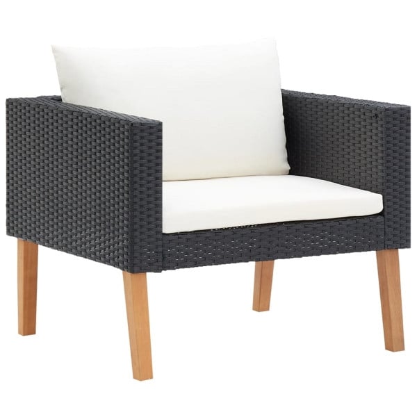 vidaXL 1-Sitzer-Gartensofa mit Auflagen Poly Rattan Schwarz, 310220