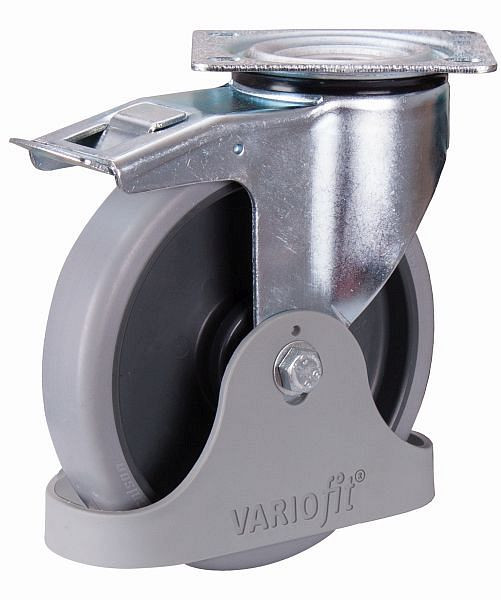 VARIOfit Bremsrolle thermoplastisch, 125 x 32 mm, grau, mit thermoplatischer Bandage, dpg-125.050