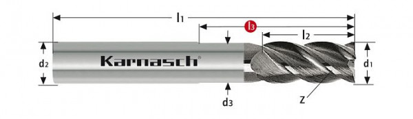 Karnasch VHM-Schaftfräser lang HSC/HPC d= 8,0/Z=4 Schaft HA UFX-1 Nano, 3063420800