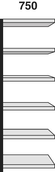 Kerkmann Regalfeld Stora 100, B 750 x T 300 x H 2250 mm, silber/lichtgrau, 51249114