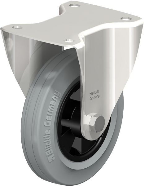 Blickle BX-VPP 160XR-SG Edelstahl-Bockrolle mit Anschraubplatte, Vollgummi, Grau, 104182