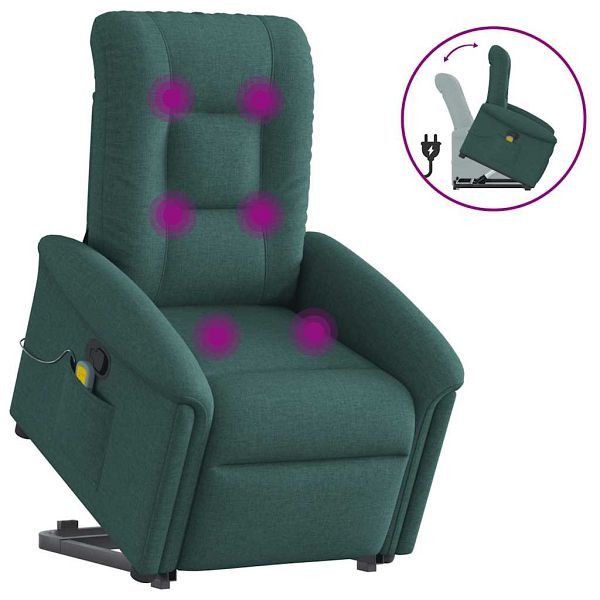 vidaXL Massagesessel mit Aufstehhilfe Dunkelgrün Stoff, 3303270
