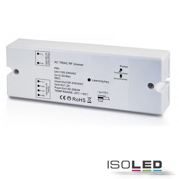 ISOLED Sys-One Funk Dimmer für dimmbare 230V LED Leuchtmittel/Trafos, 2x288VA, 112699