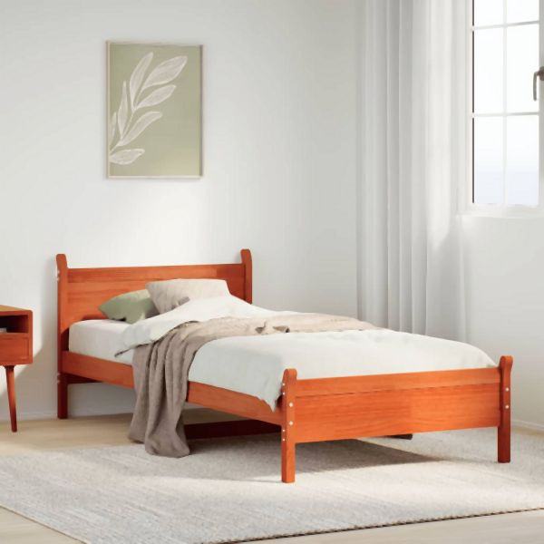 vidaXL Massivholzbett ohne Matratze Wachsbraun 75x190 cm Kiefernholz, 855617
