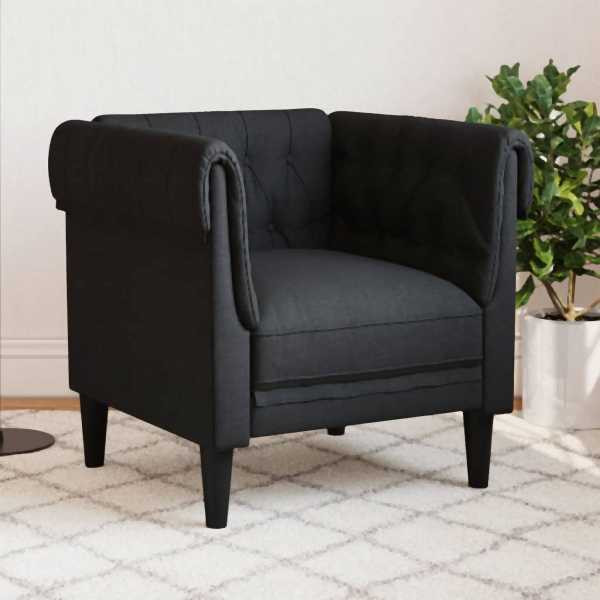 vidaXL Chesterfield-Sessel Schwarz Stoff, Massivholz, 372540