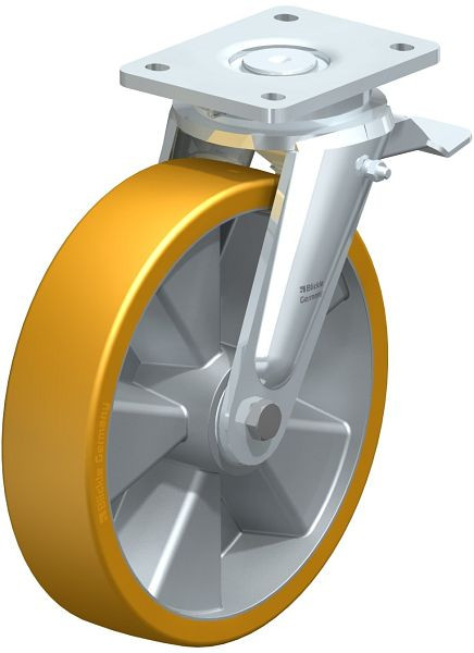 Blickle LO-ALTH 250K-ST Stahlgeschweißte Schwerlast-Lenkrolle mit Feststeller, Blickle Extrathane®, Hellbraun, 309880