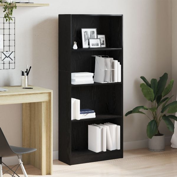 vidaXL Schwarze Eichen-Bücherregal - 60 x 24 x 143 cm - Hergestellt aus Holzwerkstoff, 862467