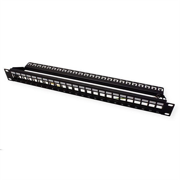 ROLINE 19"-Keystone-Modulträger, 24-Port, geschirmt, schwarz, 26.11.0360