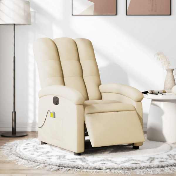 vidaXL Massagesessel Elektrisch Creme Stoff, Polyester, 3204089