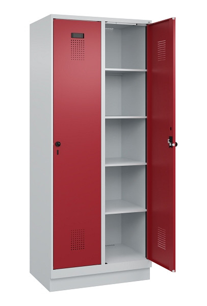 C+P Wäsche-Spind Evolo PLUS, mit Sockel, 2 Abteile, 1950x800x500mm, 7035/3003, Verschluss Drehriegel, Ablageböden 8, 049020-22B S10004