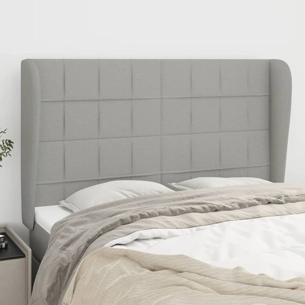 vidaXL Kopfteil mit Ohren Hellgrau 147x23x118/128 cm Stoff, 3117954