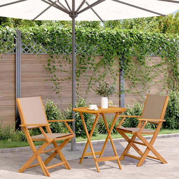 vidaXL 3-tlg. Bistro-Set Taupe Stoff und Massivholz, 3281858