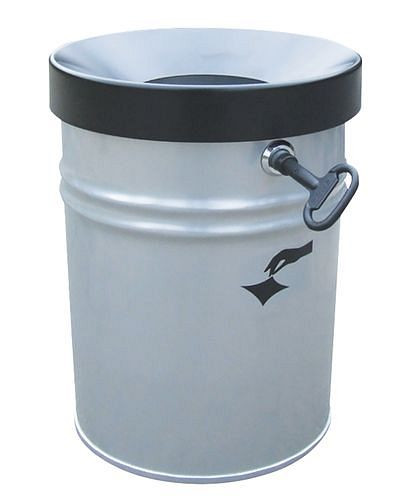 DENIOS Selbstlöschender Abfallbehälter zur Wandmontage, 24 Liter, Stahl, neusilber, 180-755