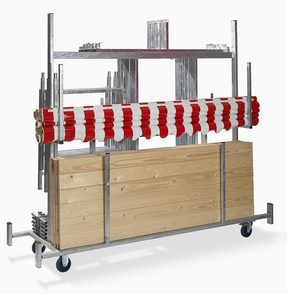 Feros Transportwagen Marktstand, galvanisierter Stahl, 241,5x72x198cm (BxTxH), T91500