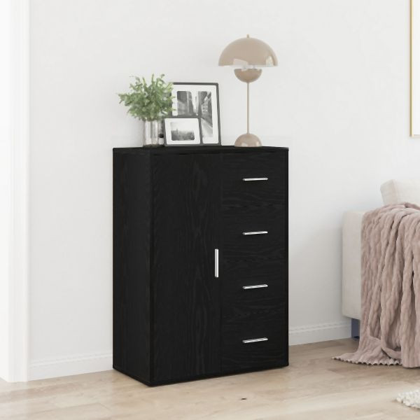 vidaXL Sideboard Schwarz Eichenholz 60x31x84 cm Ingenieurholz, 862266