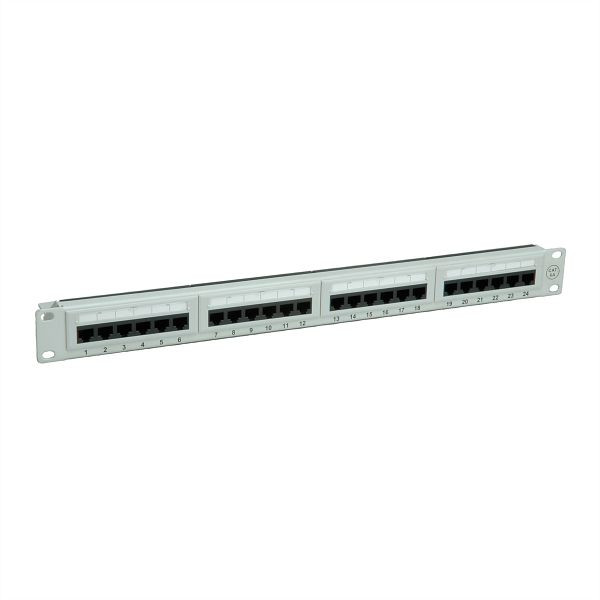 VALUE Kategorie 6A (Class EA) 19"-Patchpanel, 24 P, ungeschirmt, grau, 26.99.0359