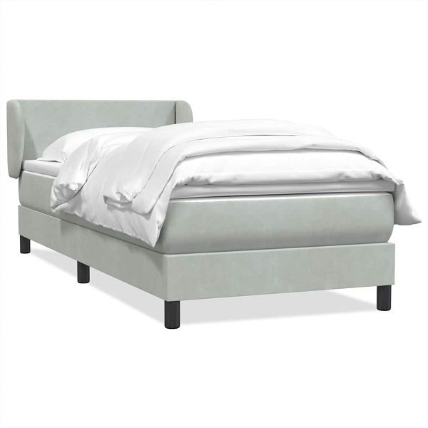 vidaXL Boxspringbett mit Matratze Hellgrau 80x220 cm Samt, 3317379
