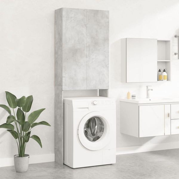 vidaXL Waschmaschinenschrank Betongrau 64x25,5x190 cm, 808417