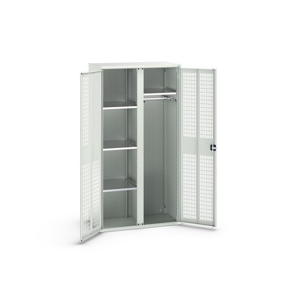 bott verso Garderobenschrank mit Belüftung, mit 4 Fachböden und Trennwand, BxTxH: 1050 x550 x 2000 mm, Lichtgrau / Lichtgrau, 16926774.16