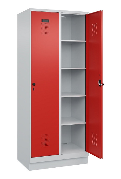 C+P Wäsche-Spind Evolo PLUS, mit Sockel, 2 Abteile, 1950x800x500mm, 7035/3020, Verschluss Drehriegel, Ablageböden 8, 049020-22B S10005