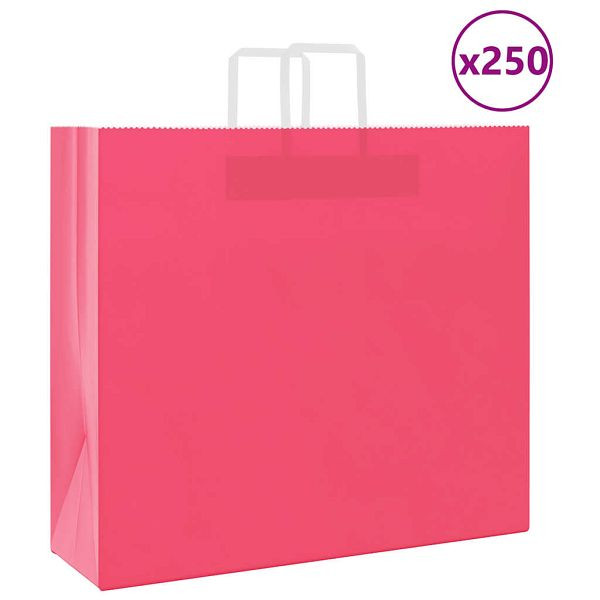 vidaXL Papiertragetaschen 250 Stk. mit Henkeln Rosa 54x15x49 cm, 4101906