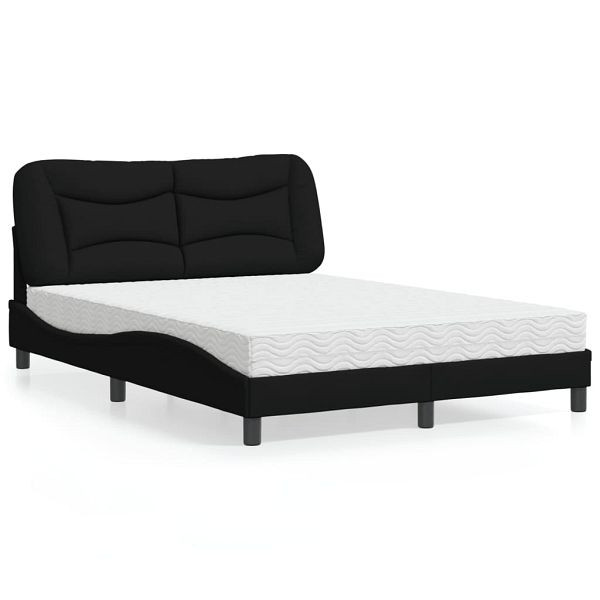 vidaXL Bett mit Matratze Schwarz 140x200 cm Stoff, 3208536
