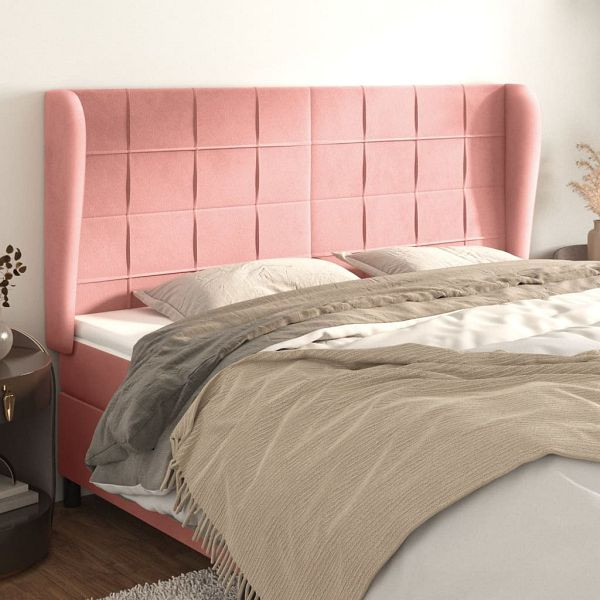 vidaXL Kopfteil mit Ohren Rosa 203x23x118/128 cm Samt, 3118027