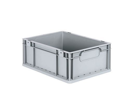 DENIOS classic-line Euro-Stapelbehälter B, graue Griffmulden, PP, 400 x 300 x 170 mm, VE: 10 Stück, 265187