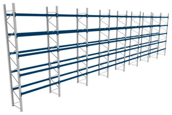 BITO Palettenregal P4 6005x1100x22700 Komplettregal, 5E, 800 RAL5010 U, 56488