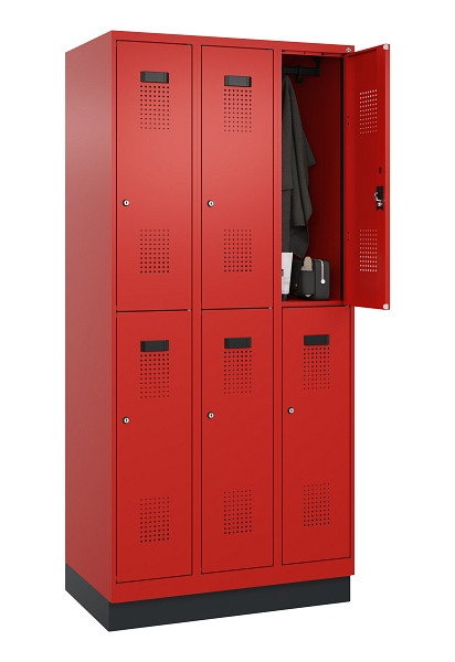C+P Doppelstöckiger Spind Evolo PLUS, mit Sockel, 6 Fächer, 1950x900x500mm, 3020, Zylinderschloss, 049320-30 S10052