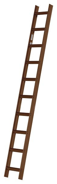 HYMER Dachauflegeleiter, RAL 8014 sepiabraun beschichtet, 10 Sprossen, Länge 2,80 m, 409310