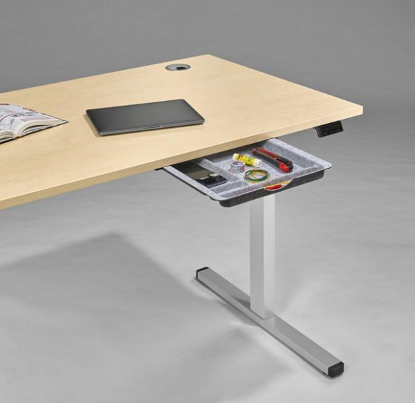 Deskin Filzorganizer SET dunkelgrau/hellgrau, inkl. Führungsschienen als Auszug unter Tischplatte, B 394 x H 31 x T 328 mm, 352487