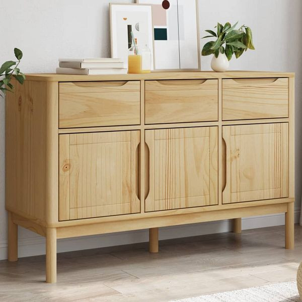 vidaXL Sideboard FLORO Wachsbraun 114x43x74 cm Massivholz Kiefer, 374023