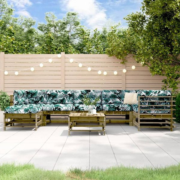 vidaXL 8-teilig Garten-Lounge-Set mit Kissen Imprägniertes Kiefernholz, 3185884
