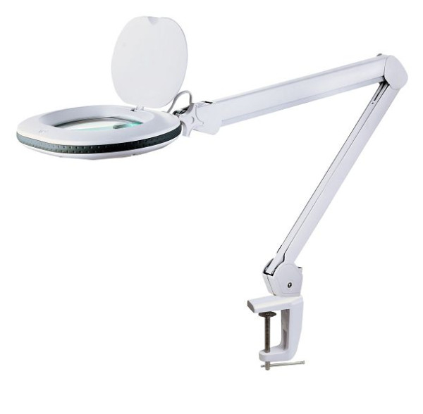 Lumeno 8613GR Lupenleuchte/Arbeitsplatzlampe ovale Linse 3 Dioptrien 60 LEDs, grau, 8613GR