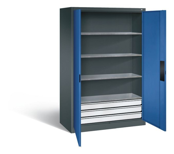 C+P Werkzeugschrank Acurado, H1950xB1200xT600mm, Farbe: Anthrazitgrau / Enzianblau, Muldengriff, 8932-523 S10139