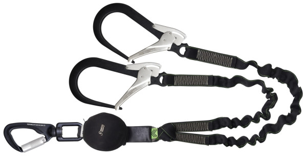 Kratos GRAVITY-S Kompakter Falldämpfer 45 mm elastischer Gurt 1,5 m, Karabiner, 2 Gerüstkarabinern Öffnung 109 mm, für 140 kg und scharfe Kanten, FA3082315