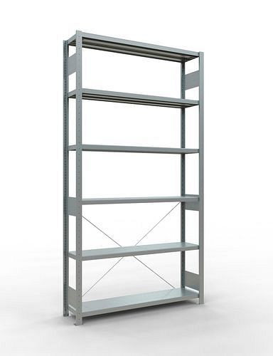 Schulte Fachbodenregal, Grundfeld, 6 Lagerebenen, Kreuzstrebe, Fachlast 250 kg, 1360 x 336 x 2500 mm, 278759