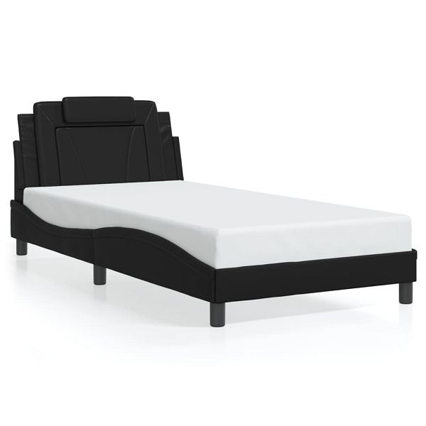 vidaXL Bettgestell mit LED Schwarz 100x200 cm Kunstleder, 3214001