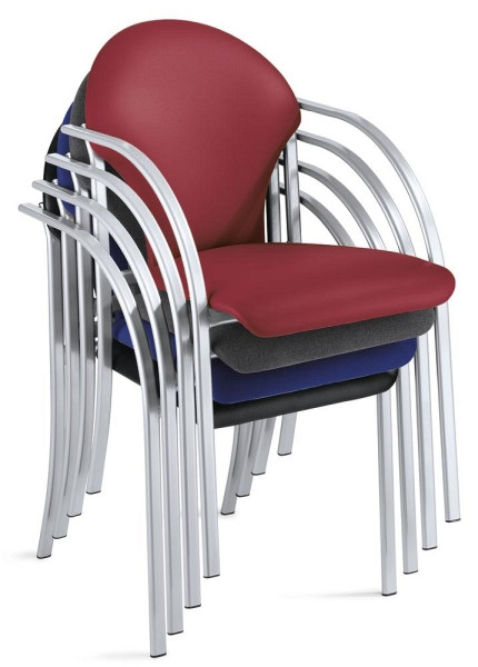 Deskin Besucherstuhl PIENO, 4-Fuß Gestell alusilber, Bezug Kunstleder, Farbe bordeaux, 268981